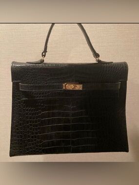 36 cm top handle crocodile bag
